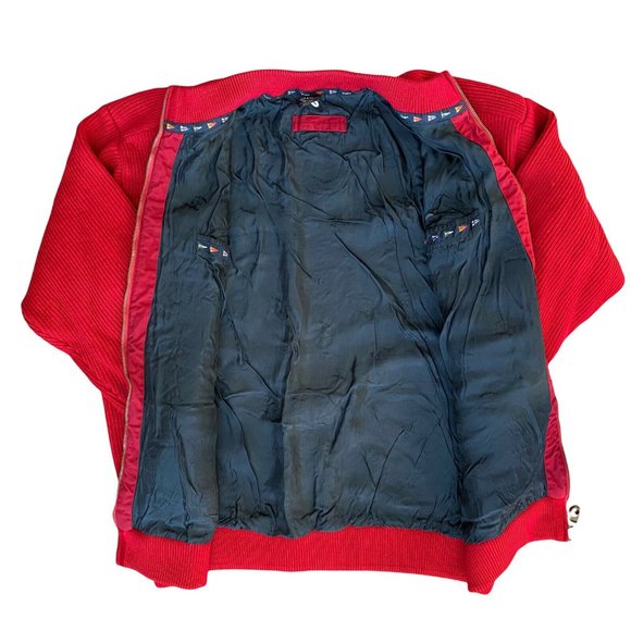 PAUL & SHARK Knit Jacket Mens XL Lined Coat Wool Heavyweight Red *snag - Picture 2 of 9